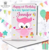 Girls Birthday Card - Owl