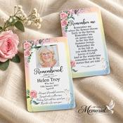 Personalised Wallet Memorial Cards Ireland | Delicate Pink Roses image