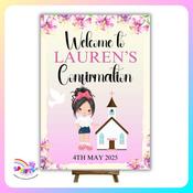 Personalised A4 Confirmation Welcome Sign – Custom Name &amp; Church Design