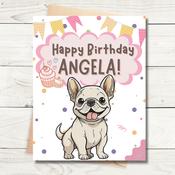 Bulldog Birthday Card - Pinks image