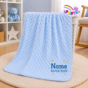 Personalised Baby Blanket Ireland – Blue Dimple Embroidered Blanket image