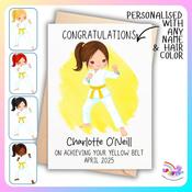 Personalised Taekwondo Yellow Belt Card | Martial Arts Achievement Card Ireland