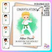 Personalised Taekwondo Green Belt Card Boy | Martial Arts Achievement C