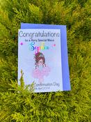 Foiled Name Personalised Communion / Confirmation Card -Fairy Girl image