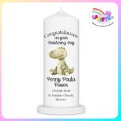 Personalised Christening Candle Vintage Crocodile Design image
