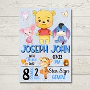 A4 Nursery Print - Cute Bear and Donkey Boy Design image