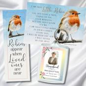 Personalised Robin Memorial Gift Set – Jumbo Keyring, Bookmark &amp; Print