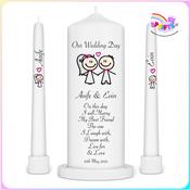 Personalised Wedding Unity Candle Set – The Cutie Couple Design