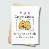Two Heads on the One Pillow Wedding Card