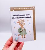 First Day of Play School Card – Giraffe Design image