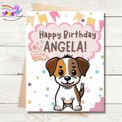 Jack Russell Birthday Card - Pinks image