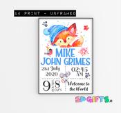 Baby Winter Fox Print- A4 Bedroom Nursery Wall print image