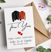 3rd Wedding Anniversary Greetings Card - Leather