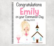 Girls Updo hairstyle Communion notebook image