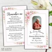 Personalised Memorial Wallet Card – Blush Petals Design
