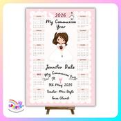My Communion Year 2026 – Communion Countdown Print (Short Hair Girl)