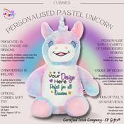 Personalised Pastel Rainbow Unicorn Teddy