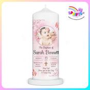 Personalised Christening Candle -  Pink Delica Design image