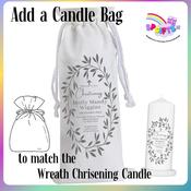 Grey Wreath Christening Candle Bag
