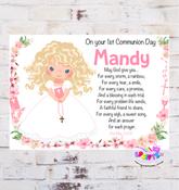 Girl with Curly Hair Communion a4 Unframed Print image