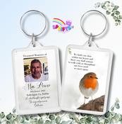 Memorial Photo Keyring - Robin Design