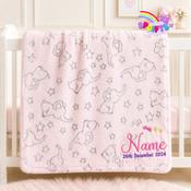 Personalised Pink Elephant Baby Blanket – New Baby Girl Gift Ireland image