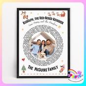 Personalised Family Christmas Song Print - Rudolph the Red Nosed Reindeer image