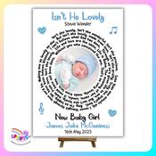 Personalised New Baby Boy Song Lyric Spiral Photo Print