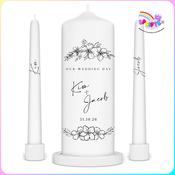 Personalised Wedding Unity Candle Set – The Monochrome Look of Love Design