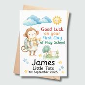Personalised First Day of School Card – Monkey Design