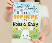 Easter Bunny Please Hop Here Laminated A4 Sign image