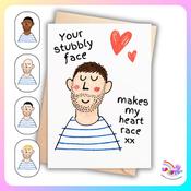 Personalised Stubbly Face Valentine’s Day Card – Funny Design image