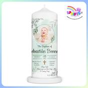 Green Delica Photo Christening Candle image