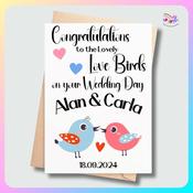 Personalised Love Birds Wedding Card