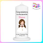 Personalised Girl with Long Hair Communion Candle – Ireland