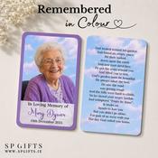 Remembered in Colour™ Purple Memorial Wallet Cards Ireland