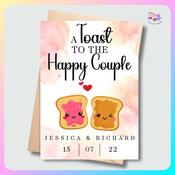 Personalised Toast Wedding Card – Fun Foodie Couple Design