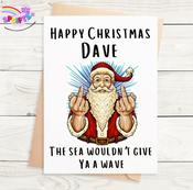 Cheeky Christmas Card -The sea wouldn't give ya a wave image
