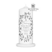 Grey Wreath Christening Candle Ireland