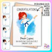 Personalised Taekwondo Blue Belt Card | Martial Arts Achievement Card