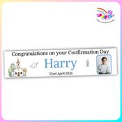 Personalised Photo Confirmation Banner for Boys – Custom Name &amp; Date | Ireland