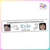 Personalised Photo First Holy Communion Banner – Custom Name &amp; Date | Ireland
