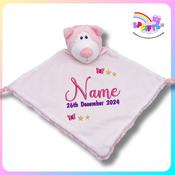 New Baby Comforter Personalised – Pastel Pink Bear