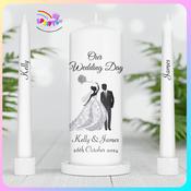 Personalised Wedding Unity Candle Set – Custom Couple Design