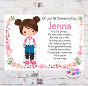 Girls with leg braces Communion a4 Unframed Print image