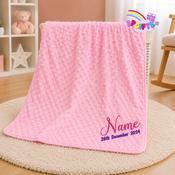 Personalised Baby Blanket Ireland – Pink Dimple Embroidered Blanket image