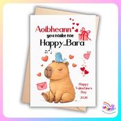 Personalised Capybara Valentine’s Day Card for Kids