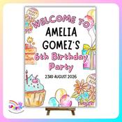 Personalised Birthday Welcome Sign for Girls | Sweet Celebration Design