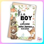 Personalised It’s a Boy Woodland New Baby Greeting Card