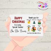 Christmas Thank you Teacher Metal Wallet Card - Thank you Teacher Gifts